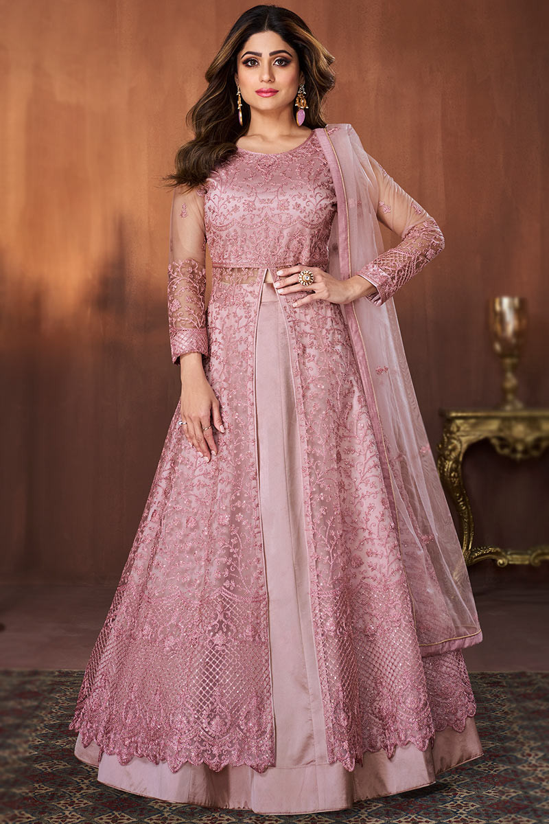 Festival Anarkali Suit in Light Pink Embroidered Fabric LSTV118299