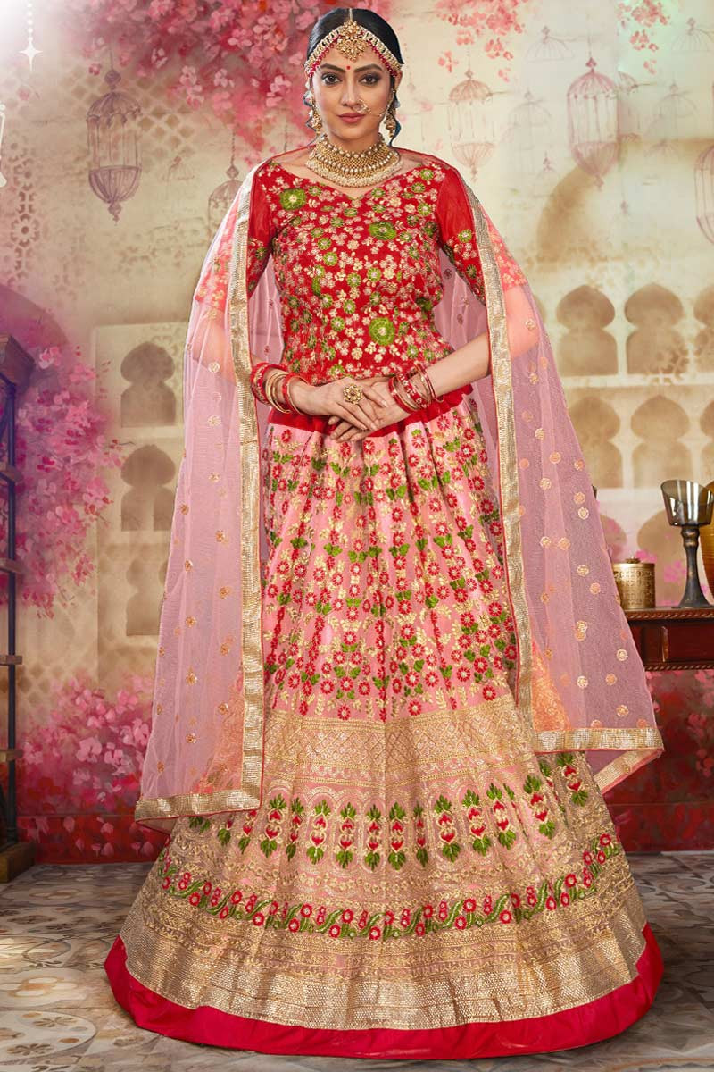 Pink Blue Combination Beautiful Ethnic Lehenga Choli With Dupatta Banarasi  Silk Choli Bridesmaids Partywear Weeding Lehenga Choli - Etsy