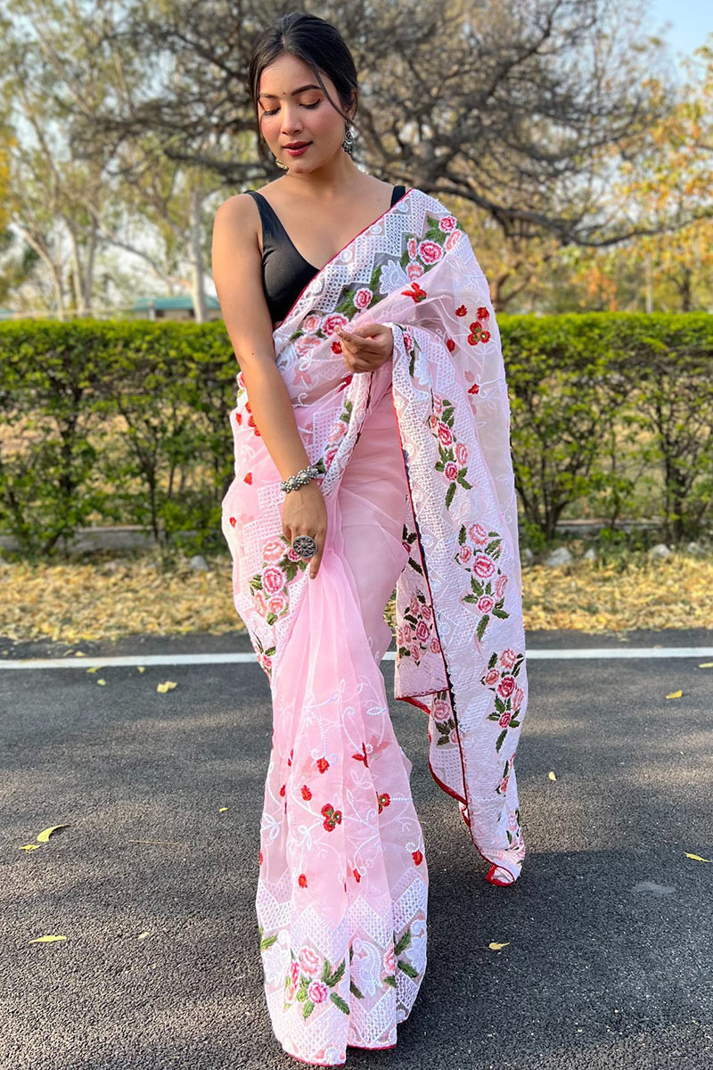 3105 Sophie Chaudhary's black-pink saree – Shama's Collection