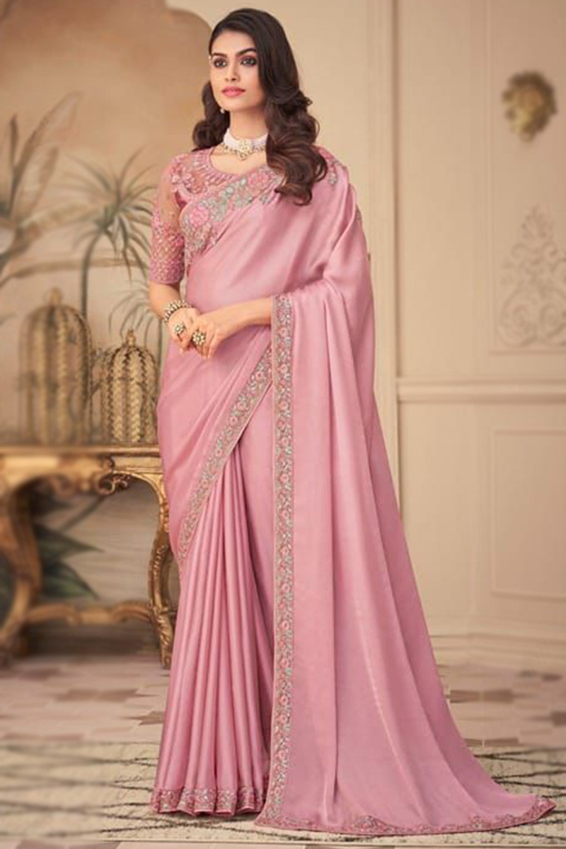 Baby Pink Handloom Pure Katan Silk Banarasi Saree With Sona Rupa Kadhw –  WeaverStory