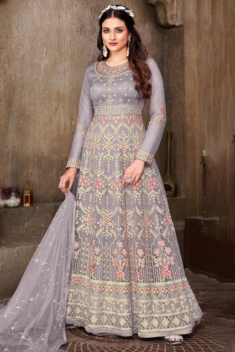 Light Purple Net Anarkali Gown Anarkali Suit