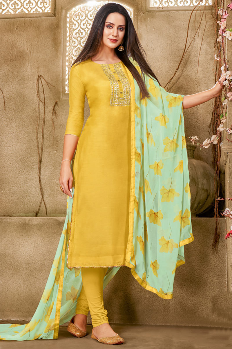 Light 2025 yellow churidar