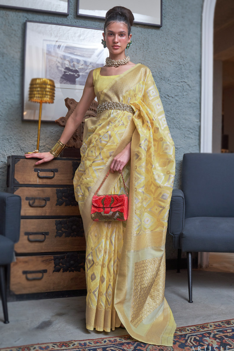 Handloom Pure Linen Sarees || Buy at Peepal Clothing