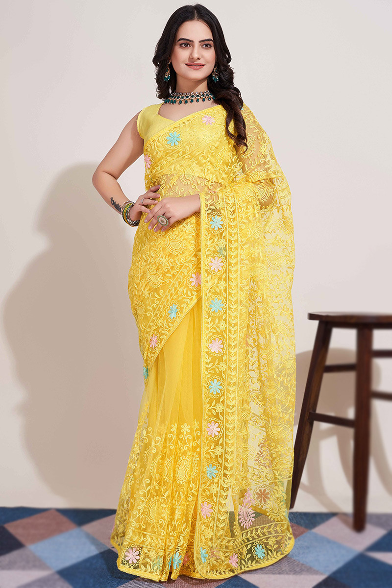 Yellow saree dress top