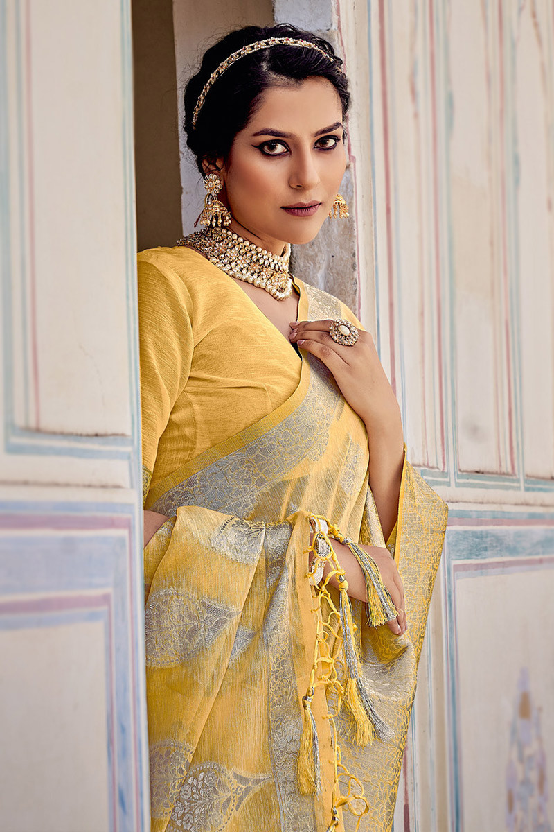 Bright yellow discount silk blouse