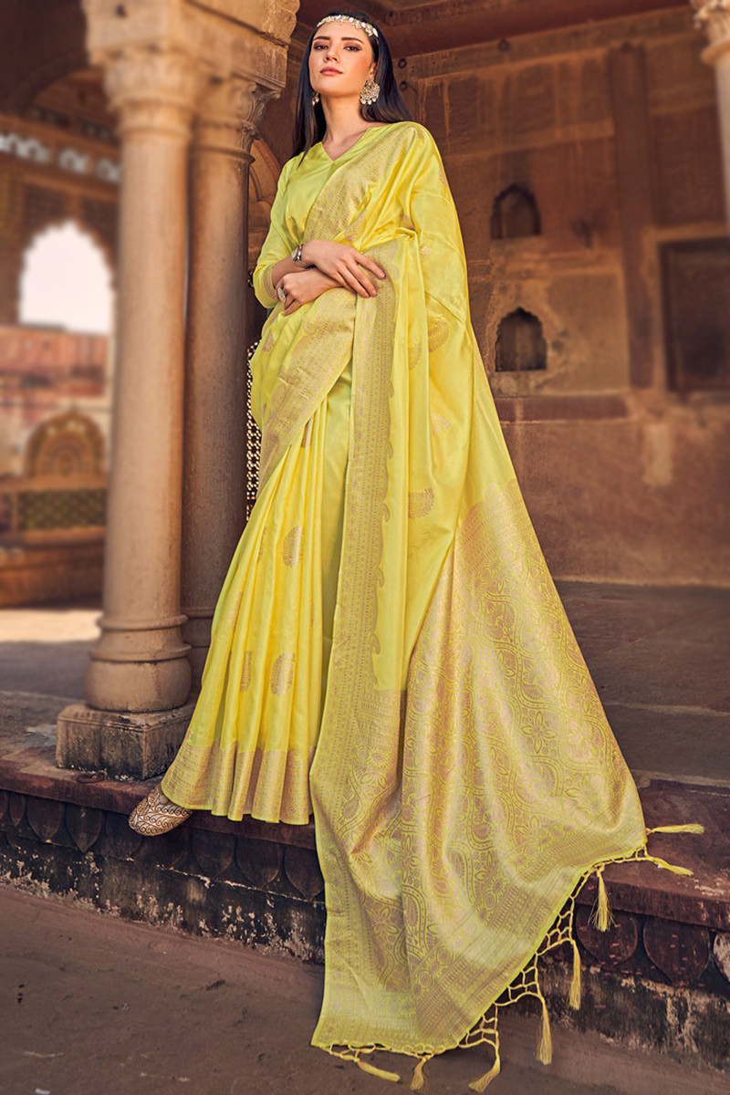 Bright yellow silk blouse on sale