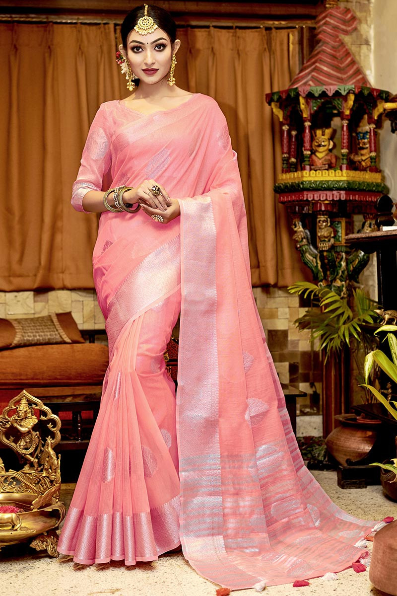 Light Pink Georgette Embroidery Saree