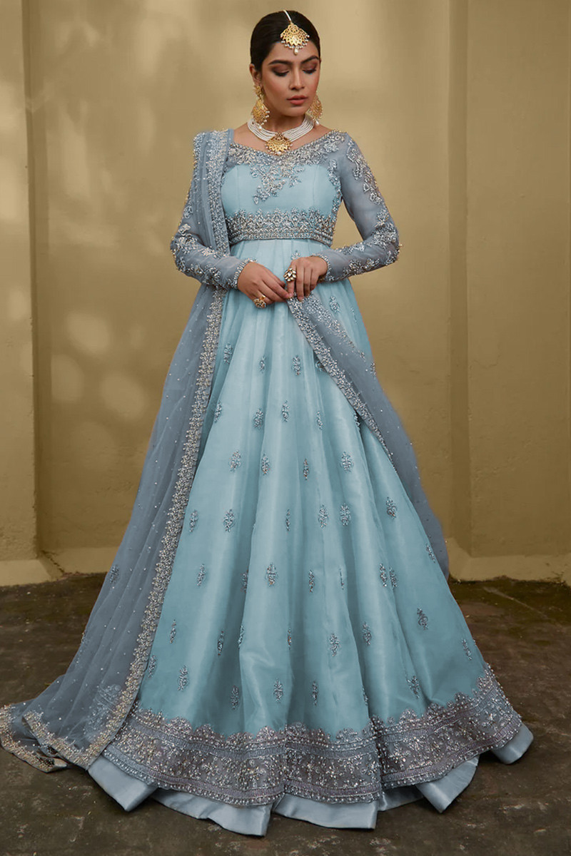 Divas Fashion Embroidered Powder Blue Wedding Lehenga Choli LLCV110166