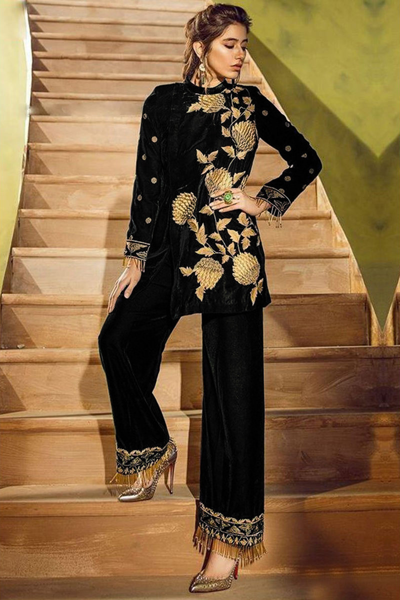 Black velvet indo western clearance