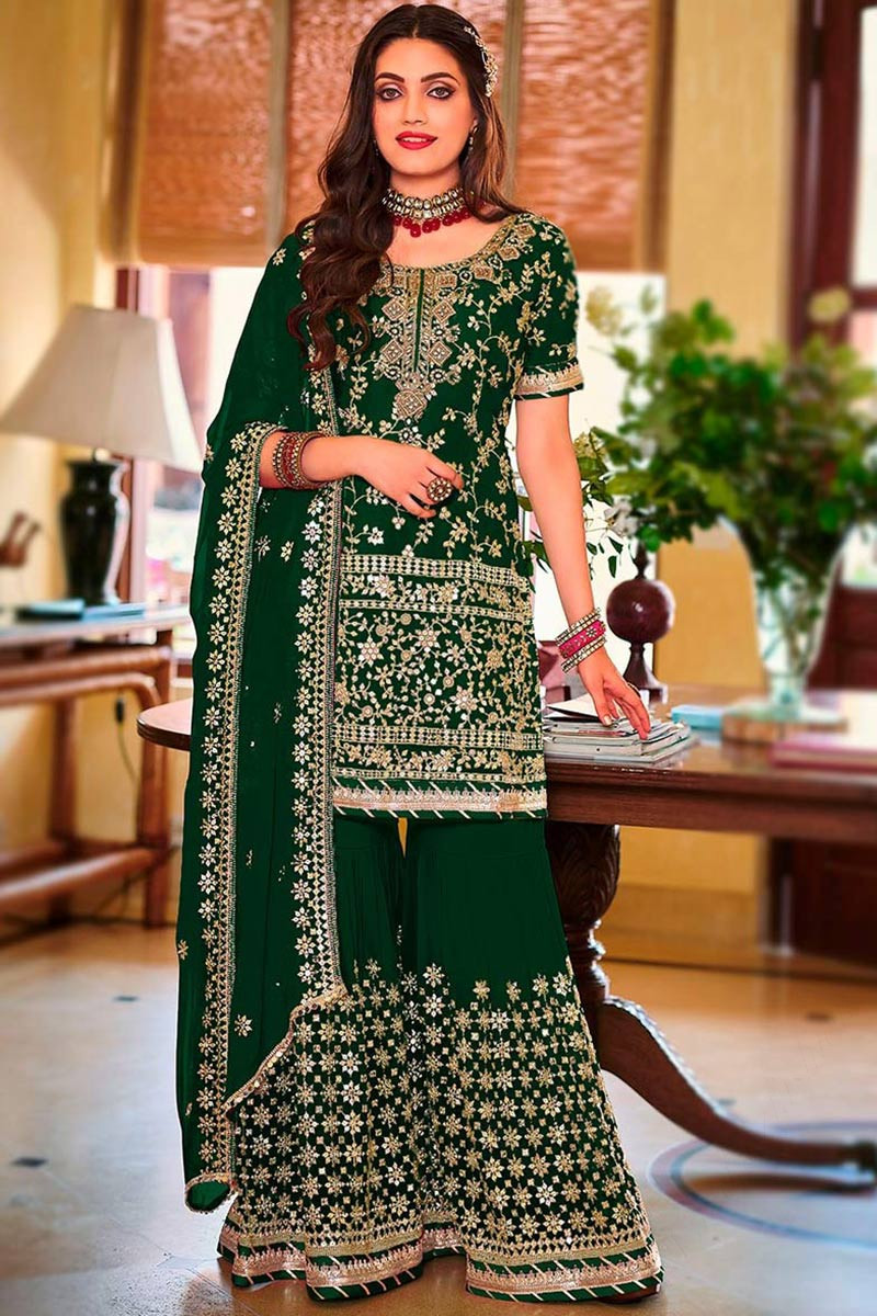 Buy online Embroidered Semi-stitched Sharara Suit from Suits & Dress  material for Women by Vasu Saree for ₹4599 at 43% off | 2024 Limeroad.com