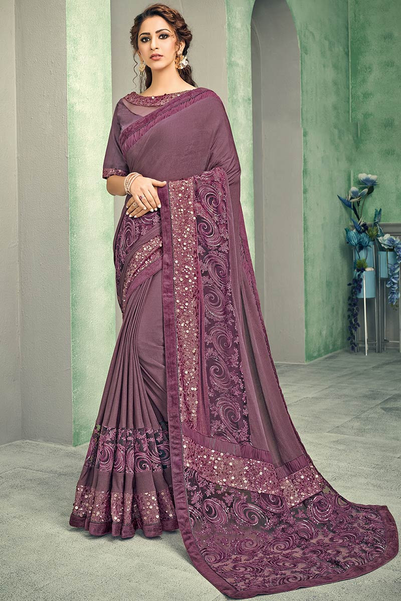 Buy Latest Purple Sarees Online | Mirra Clothing