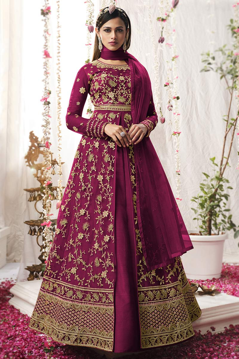 Magenta cheap anarkali suit