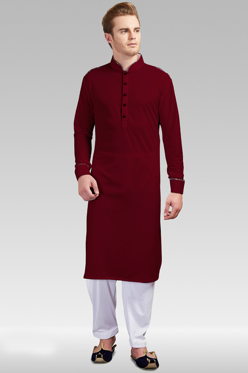 Maroon kurta hot sale pajama for men