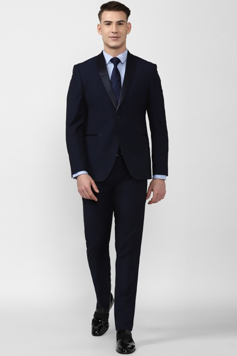 Plain Polyester Cotton Men s Navy Blue Coat Pant MCP41 Andaaz Fashion