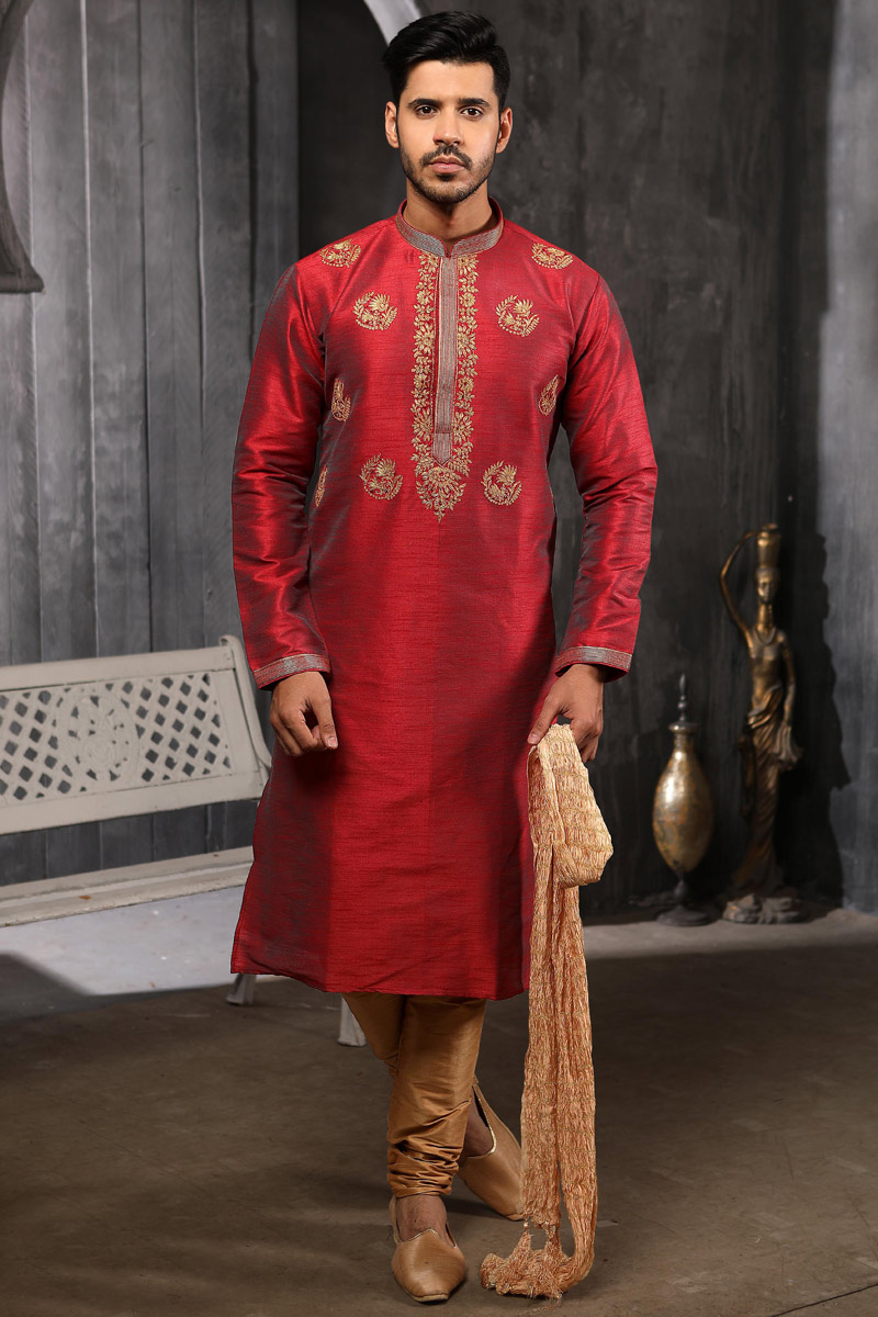 Men Sherwani for Wedding In Red Color