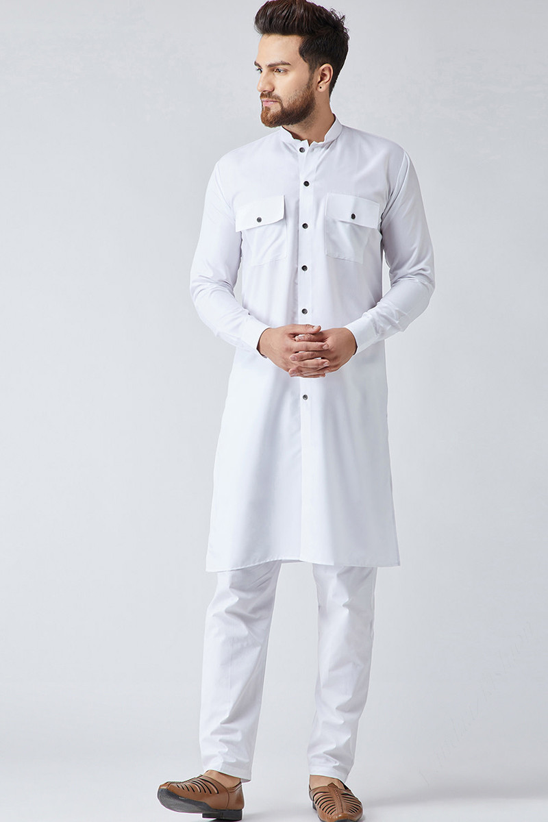 White plain on sale kurta pajama