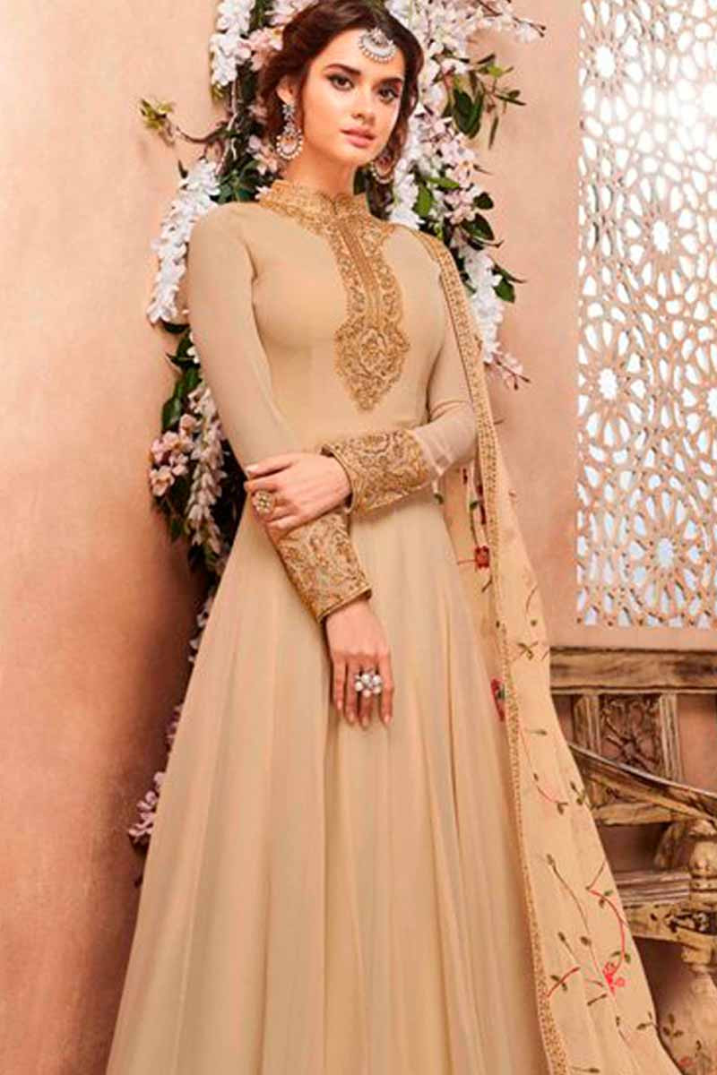 Cream colour anarkali suit 2025