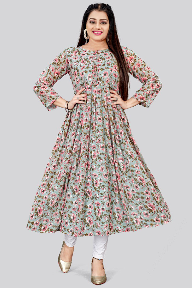 Printed georgette designer kurtis cheap