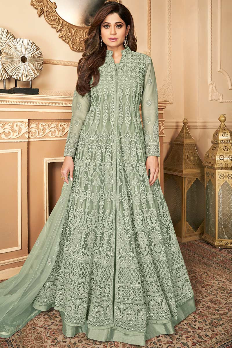 Mint sales green anarkali