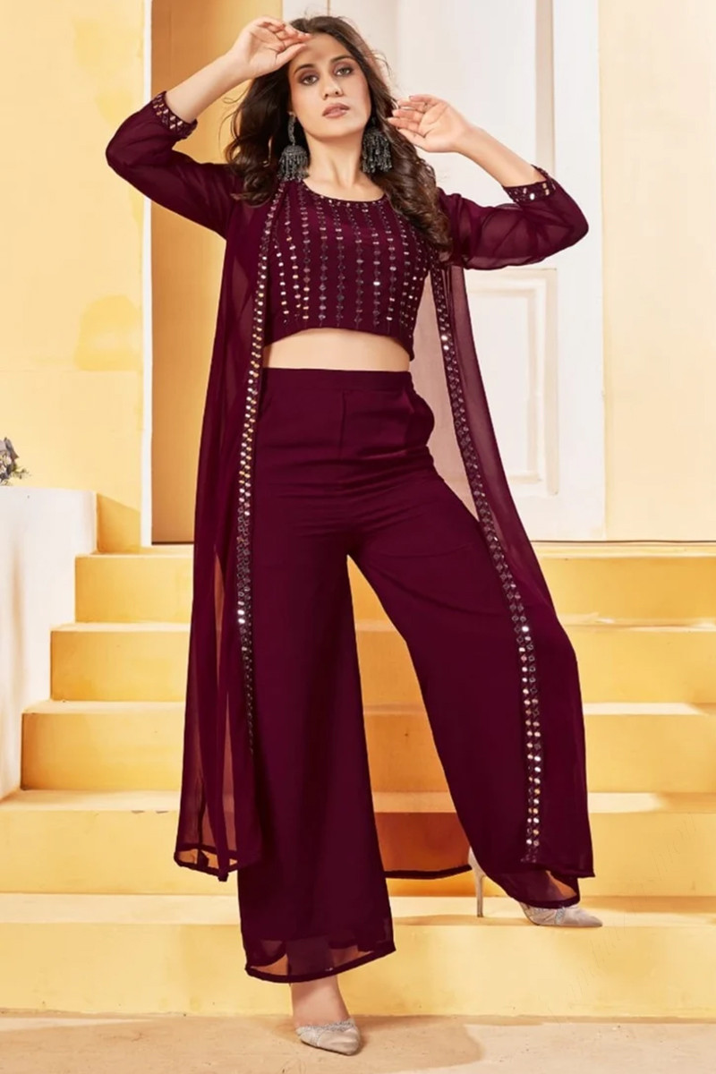 Wine color palazzo pants 2025