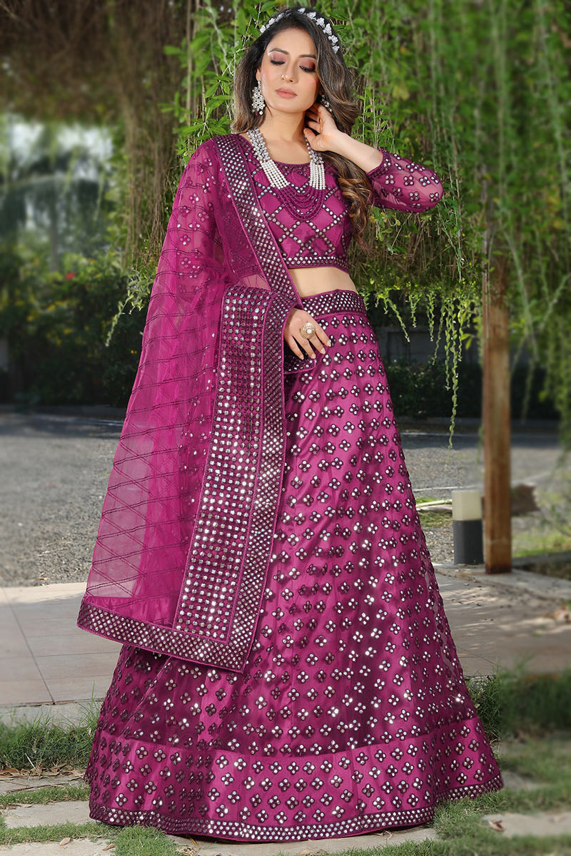 Rani pink Colour Embroidered Attractive Party Wear Silk Lehenga choli –  Prititrendz