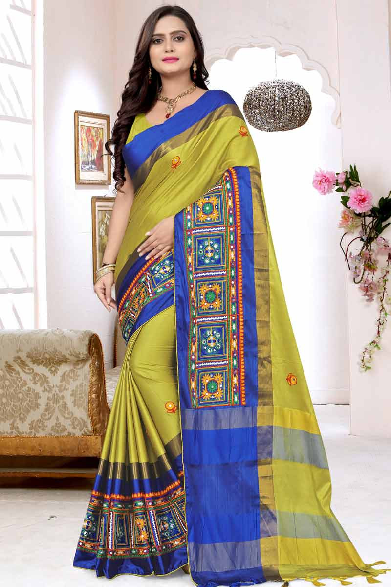 Pure cotton Applique hand work saree