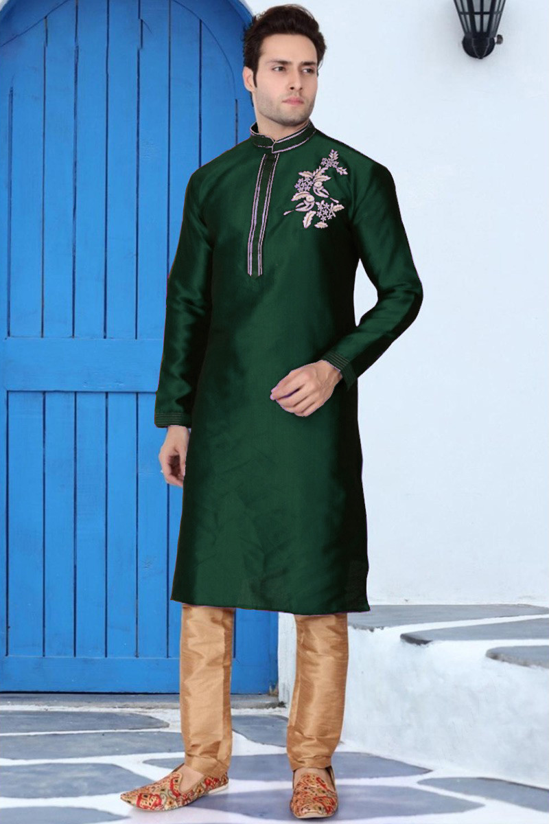 Bottle green colour kurta pajama online