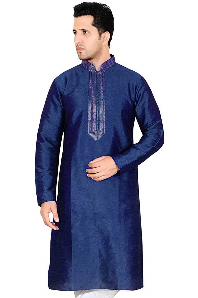 Silk Kurta In Blue Colour