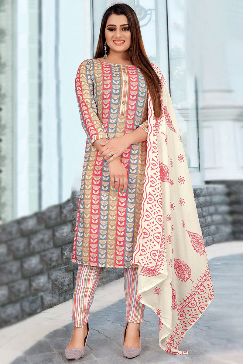 Women's Pure Cotton Plain Semi Patiala Salwar Pant Pink & White Pack of  2Pcs | eBay
