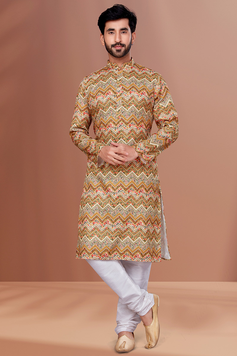 Multi Color Multi Color Churidar Men Kurta Pajama