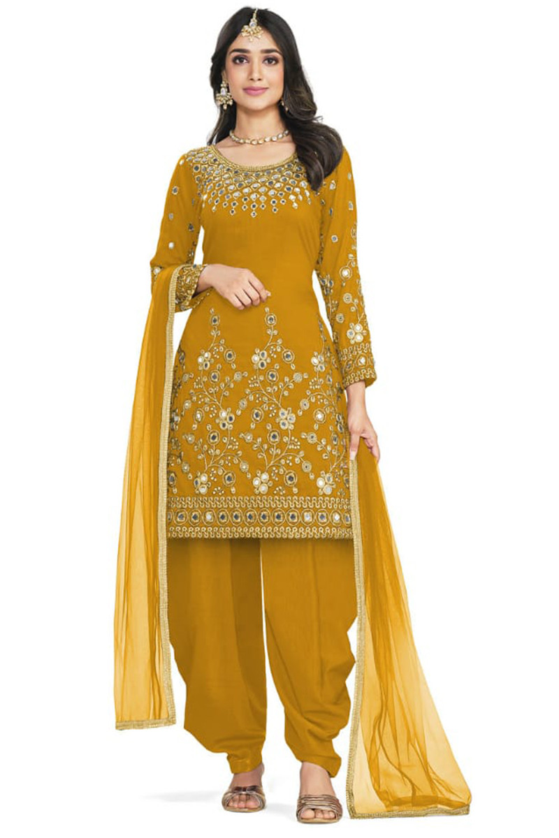 Yellow salwar suit design store