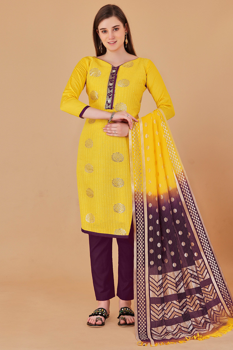 Dress Shops Online Thread Embroidered Mustard Yellow Trouser Suit