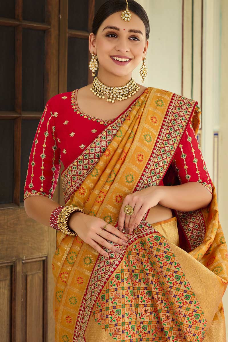 Yellow Banarasi Silk Festival Wear Saree 239482