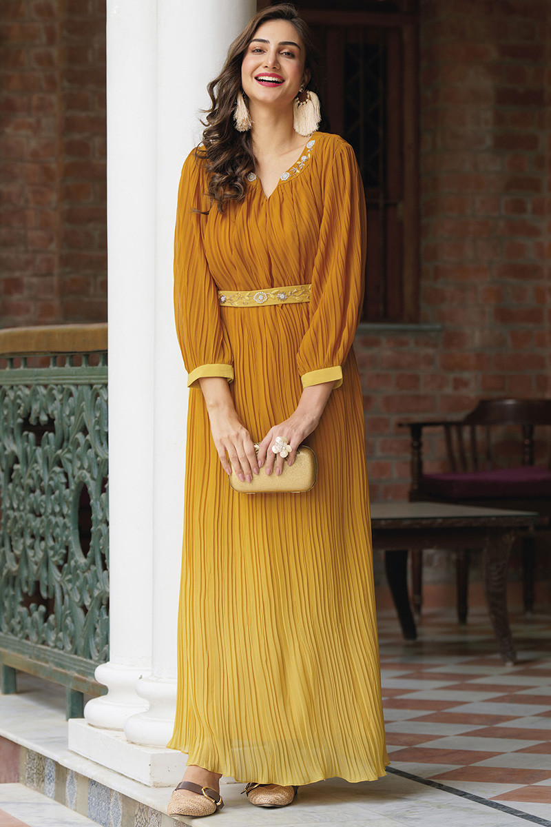 Mustard deals colour gown