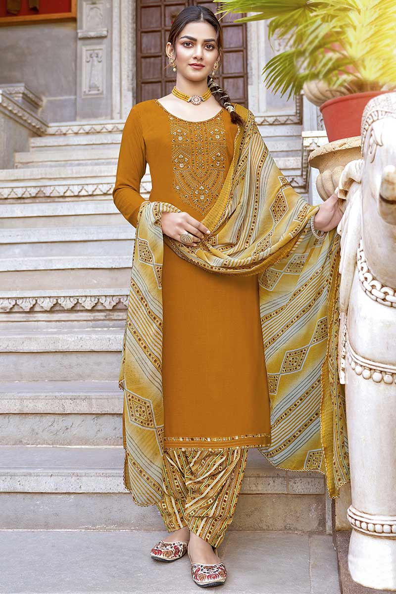 Mustard Yellow Pathani sortant Suit