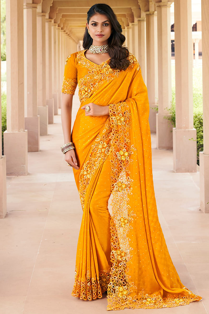 Yellow saree outfit discount