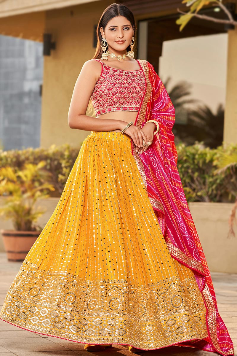 Yellow colour lehenga for haldi top
