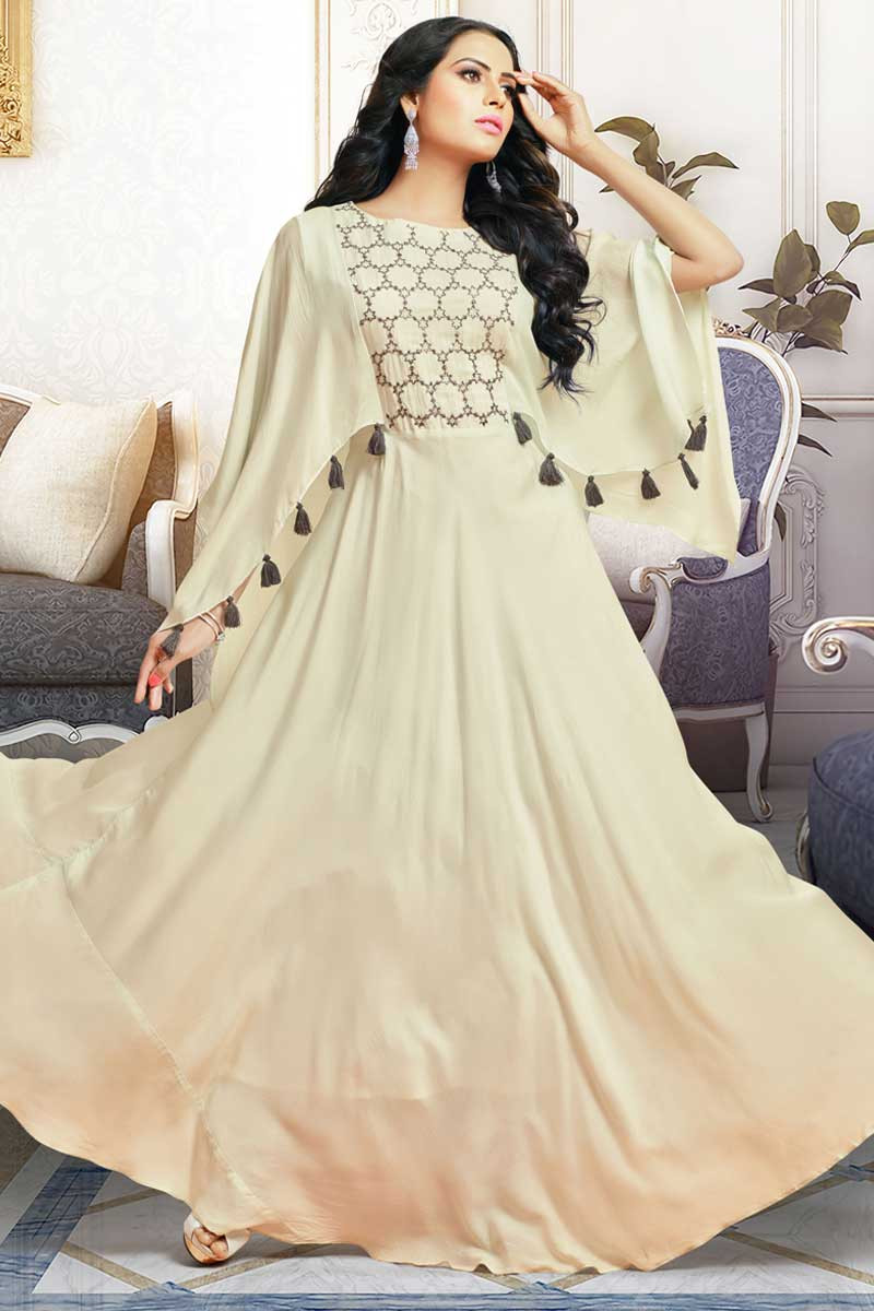 Cream anarkali gown outlet