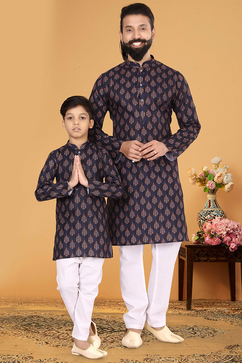 Navy blue color kurta pajama store