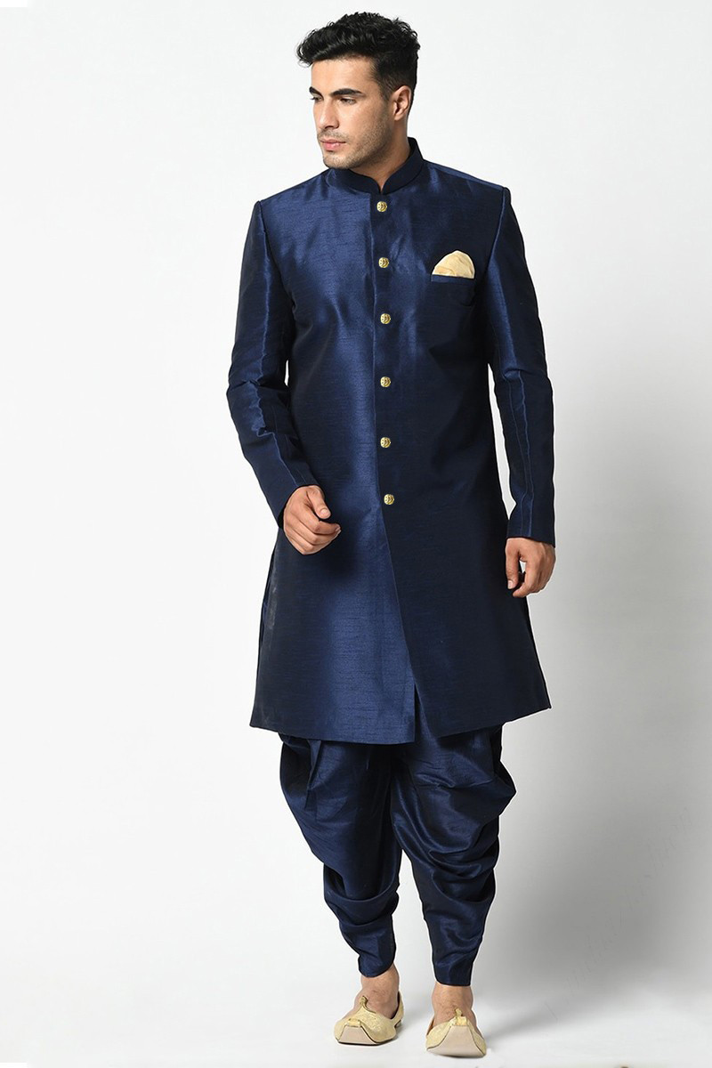 Eid dress for boys in grey color with machine embroidery – Nameera by Farooq