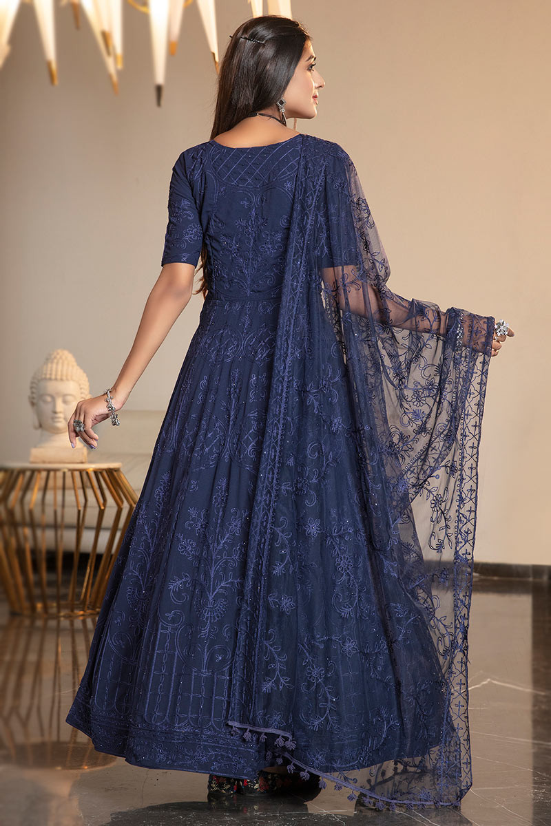 Navy blue georgette store gown