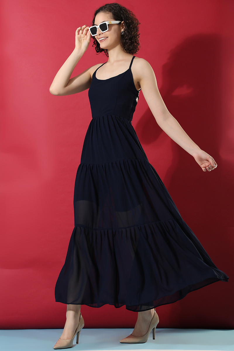 Plain black outlet frock kurti