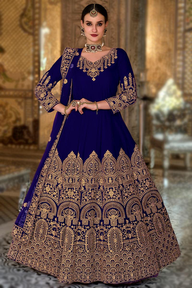 Zarvika Zari Phool Suit (Navy Blue)