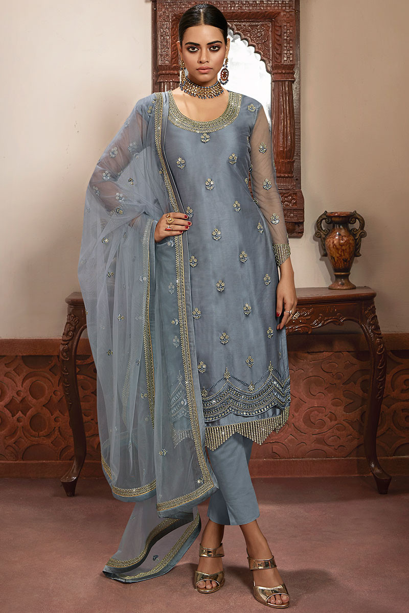 Christmas Rama Blue Color Indian Pakistani Salwar Kameez Embroidered Dress  Suit | eBay