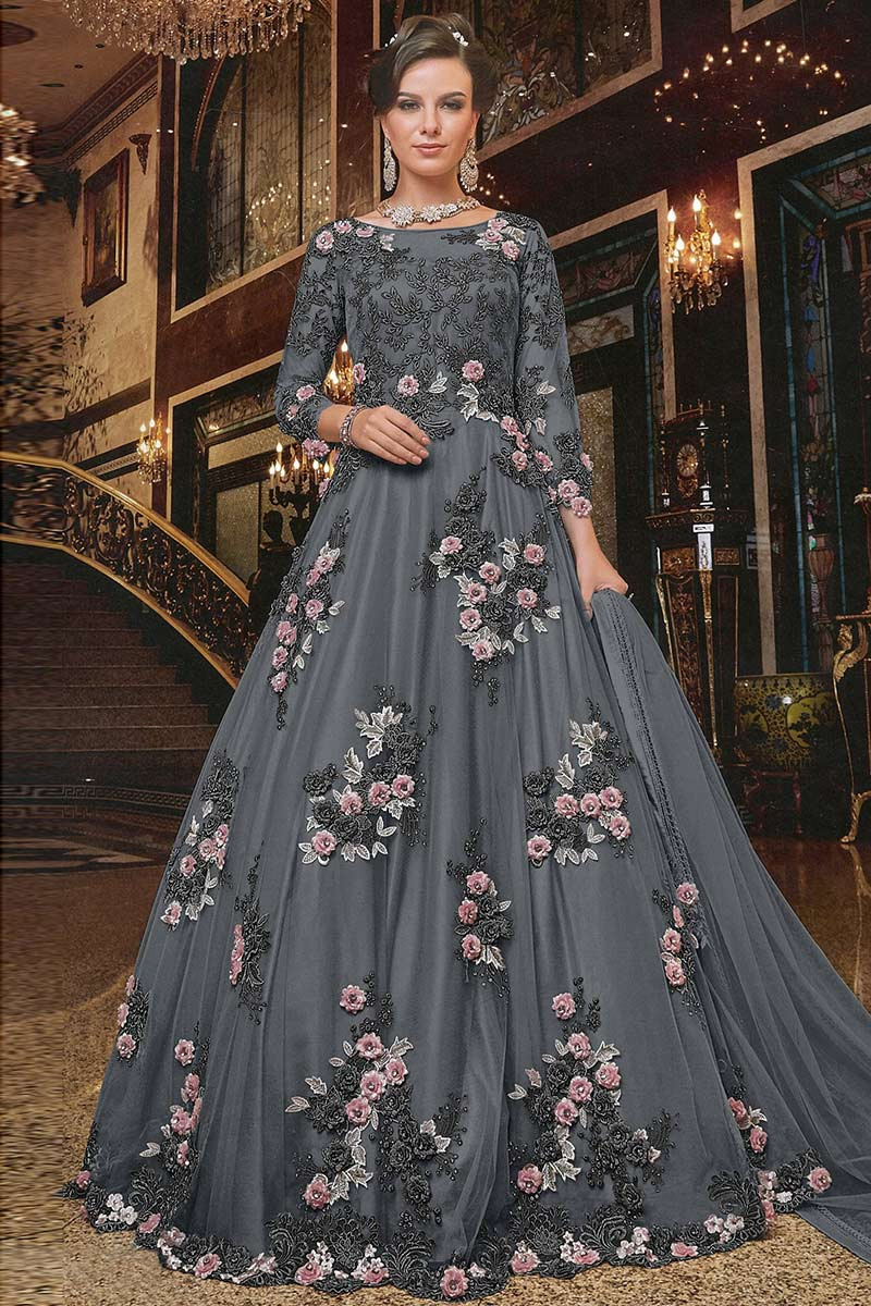 Dark grey gown best sale