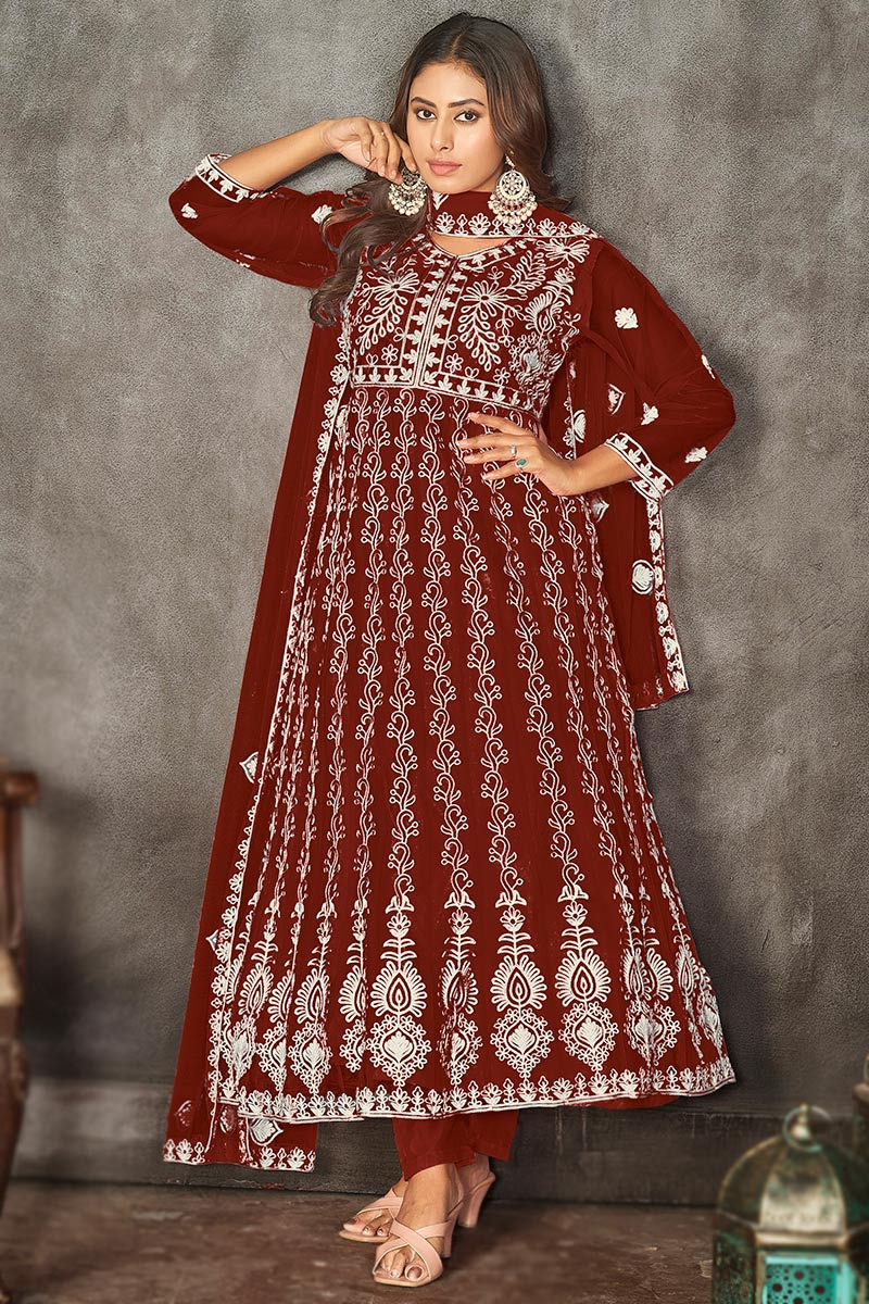Purple Resham Zari Embroidered Festive Anarkali Suit main image 0