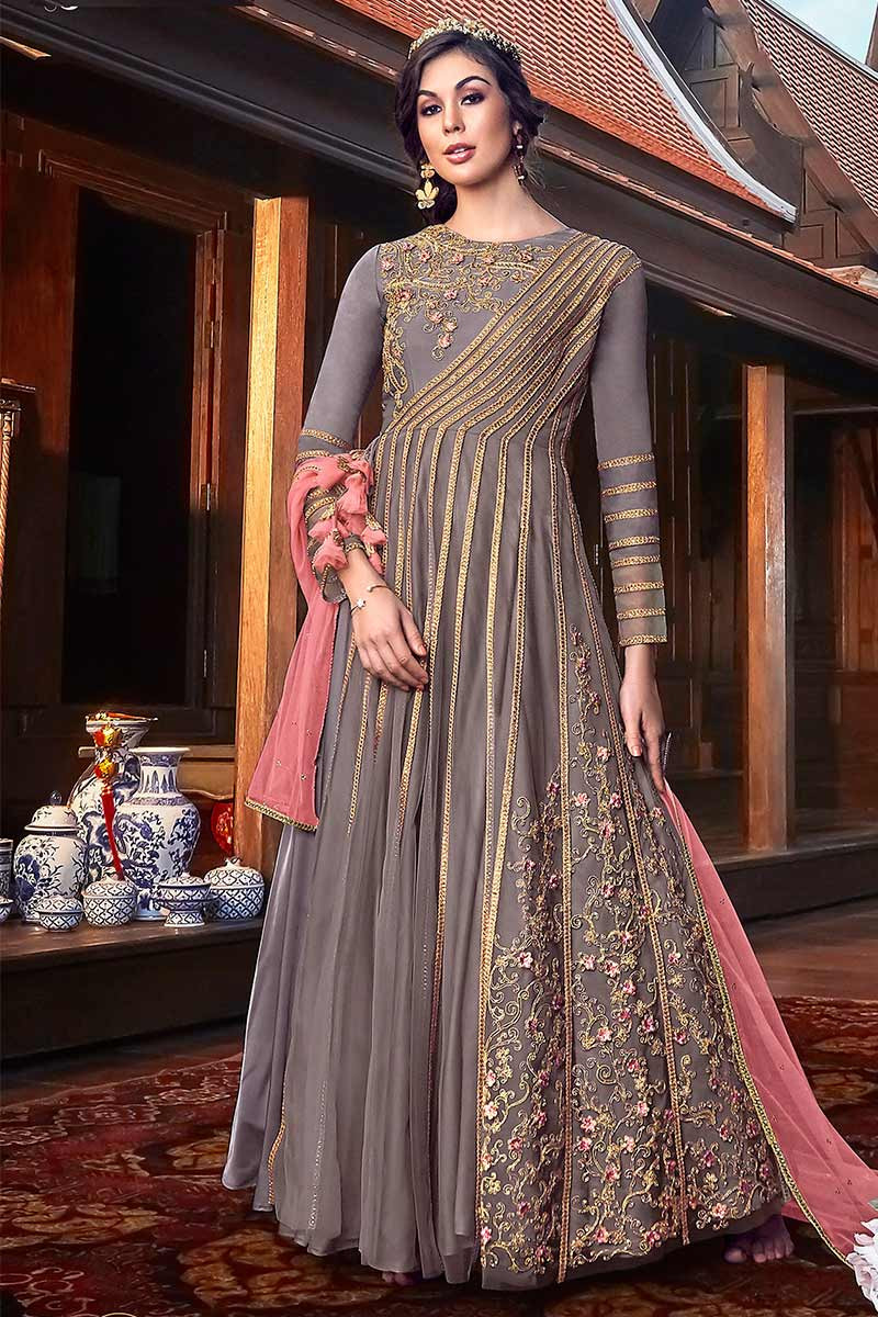 Embroidered anarkali gown online