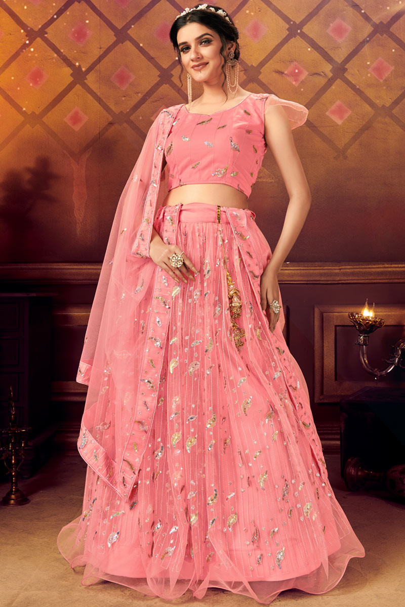 Pink Color Party Wear ReadyMade Designer lehenga Choli :: ANOKHI FASHION