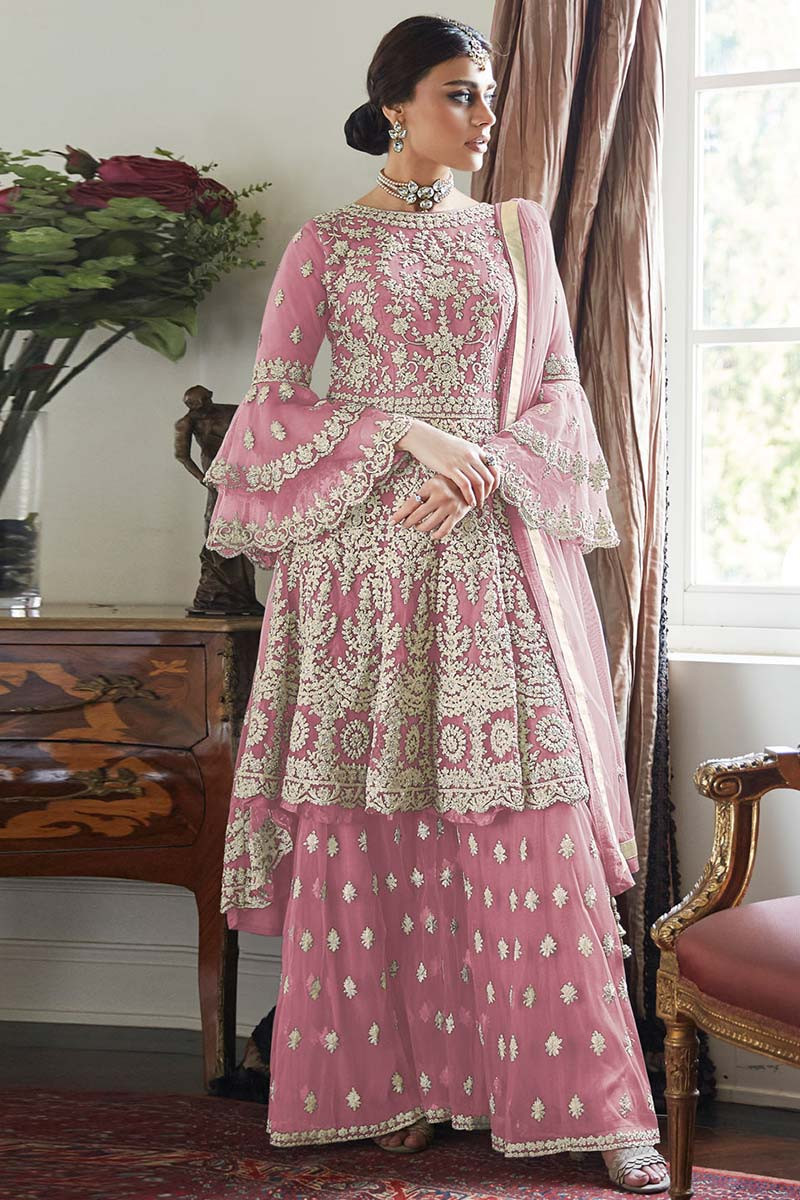 Buy Handmade Designer Pink Golden Punjabi Patiala Salwar Kameez Suit Silk  Suit Made to Measure Suit Dress for Women and Girls Online in India - Etsy