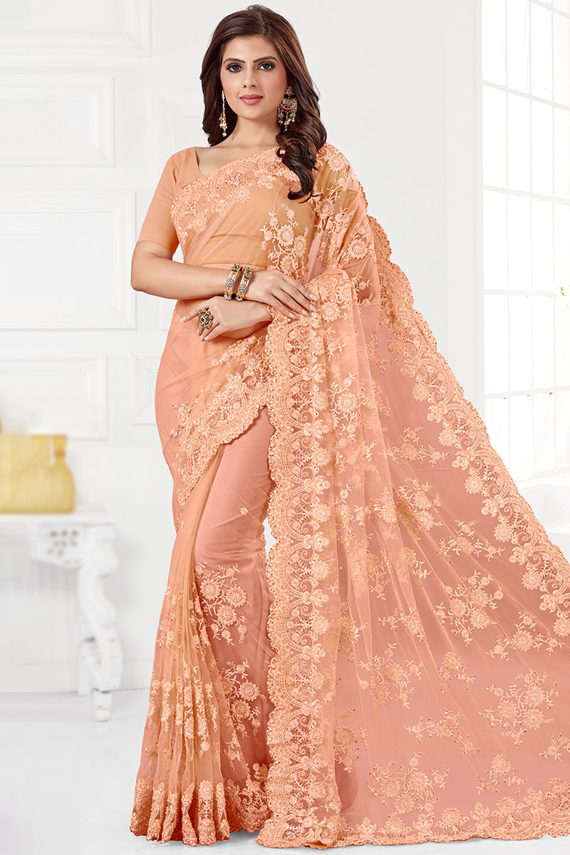 Wedding sarees with pearls 2025
